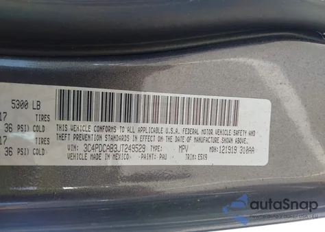 2018 Dodge Journey Se from USA, damaged, VIN 3C4PDCAB3JT249529